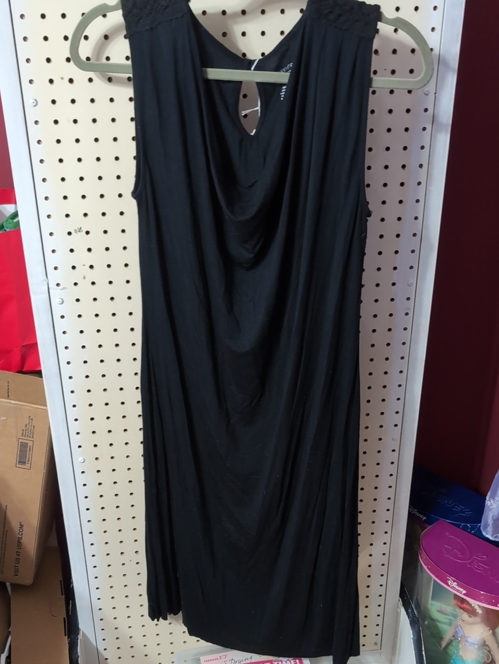 Liz Lange for Target Black Sleeveless Midi Dress with Drape Neck